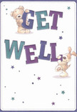 With cheerful optimism, this illustrated get well card brings an instant smile: a cuddly teddy and spirited puppy pop from the page, each entwined with chunky, colourful letters that shout 'Get Well' in bold indigo and teal. Scattered stars twinkle in purples and aquas, imbuing the crisp cream background with hope and positive energy. The whimsical fur of both bear and pup appears so soft, it seems to invite a comforting embrace, like the reassuring touch of a locally crafted bouquet from Osidge Florist-perfection for a recovery day in the community near Oakleigh Road North. Every detail radiates kindness, from each rounded letter to the playful sense of movement. The card is as much an emotional balm as it is a visual message, echoing the warmth and care found in Osidge's thoughtful floral gifts and reflecting the neighbourhood's spirit of support and compassion in every brushstroke.